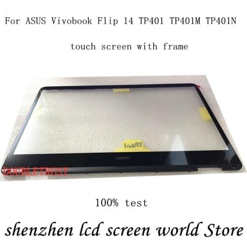 With frame 14inch For ASUS VIVOBOOK FLIP 14 TP401 TP401C TP401N TP410U TP410UA TP410UR touch glass panel display