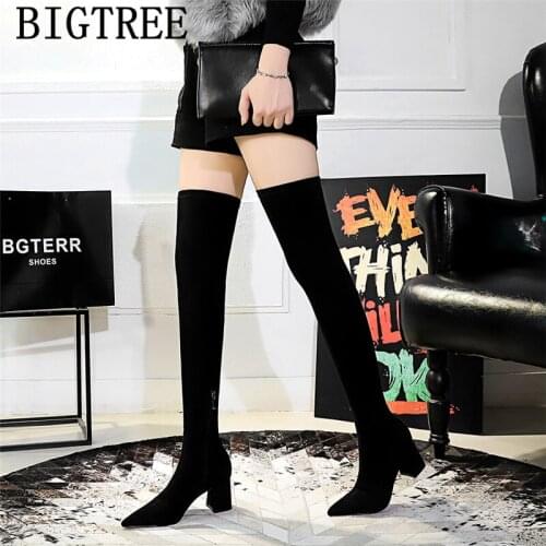 Thigh High Boots Black High Heel Boots Long Boots Women Fashion Winter Shoes Women Cuissardes Sexy Talons Hauts Sexy Hautes 2020