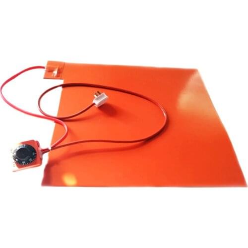120V 1500W 500*500*1.5mm Silicone Heater for 3d printer dial thermostat on wire 1500mm lead wire