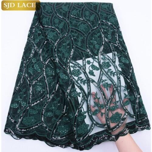 SJD LACE Latest African Nigerian Mesh Lace Fabric Sequins Soft Milk Lace High Quality French Tulle Lace Fabric For Party A1777