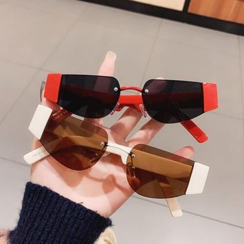 2021 New Vintage Rimless Cat Eye Sunglasses Women Fashion Brand Hip Hop Sun Glasses Men Trendy Modern Shades Oculos Feminino
