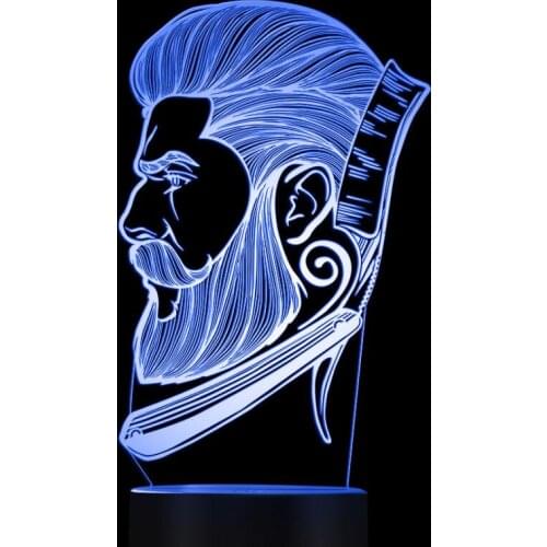 Barber Shop Business LED Night Light Beauty Salon Hairdresser Store Sign Creative Night Lamp 3D LED Optical illusion Table Light