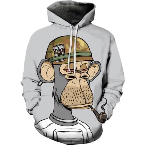 New 3D Printed Novelty Bored Ape Men Women Oversized Hoodies Fashion Casual Anime Streetwear Kids Boy Girl Hooded Sweatshirts