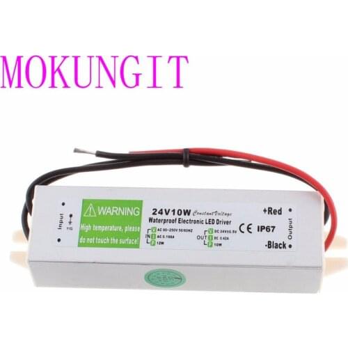 50pcs IP67 24V 10W Waterproof LED Driver Power Supply AC110-260V to DC24V Adapter Switch Transformer For 24V LED Strip Light
