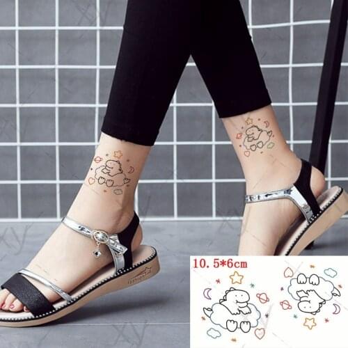 Waterproof Temporary Tattoo Sticker Ins Cartoon Cute Dinosaur Flash Tatoo Fake Tatto Body Art Wrist for Men Women Kids 10.5*6cm