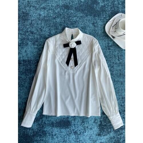 Fashion ladies 2021 new long sleeve sexy casual solid color retro rhombus quilted silk shirt 1205
