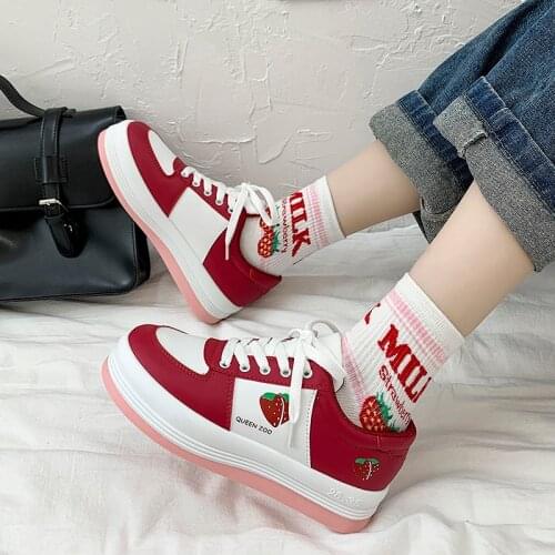 Sweet Lolita Shoes Vintage Round Head Thick Bottom College Style Casual Sneakers Women Shoes Cute Kawaii Shoes Loli Cosplay