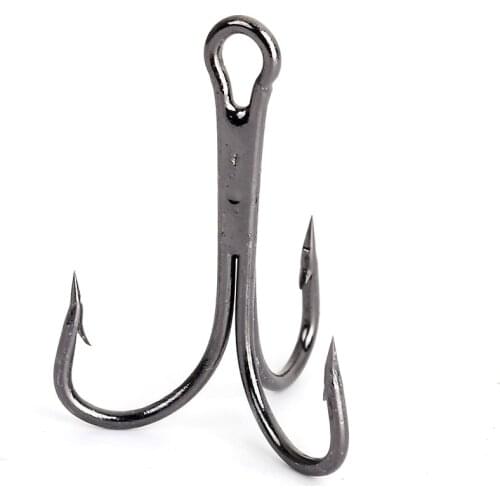 10Pcs/lot 2# 4# 6# 8# 10# Black Fishing Hook High Carbon Steel Treble Overturned Hooks Fishing Tackle Round Bend Treble For Bass