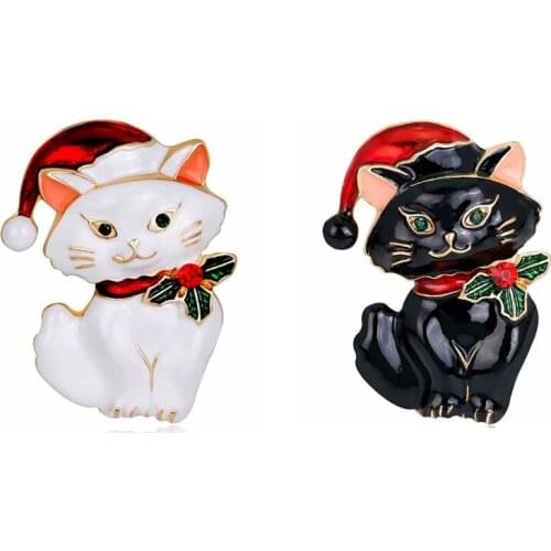 20pcs/lot free shipping Christmas cute cat enamel brooch pin for party/gift dress decoration