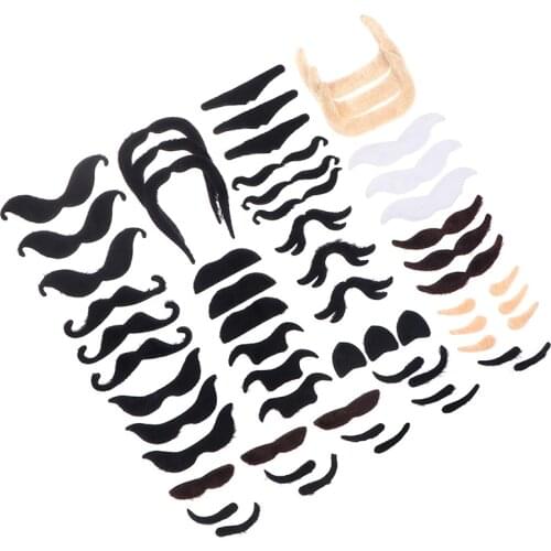 48pcs Creative Funny Costume Mustache Pirate Party Halloween Cosplay Fake Mustach Beard Whisker Kid Adult Novelty Party Supplies
