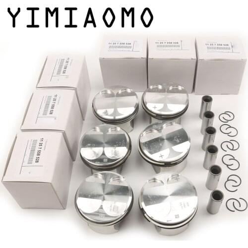 6x Pistons & Rings Set Φ85mm 10.7:1 11257536373 For BMW F11 530i E64 E63 F02 E84 E70 E85 E89 E86 N52B30A 3.0L L6 11 25 7 558 528