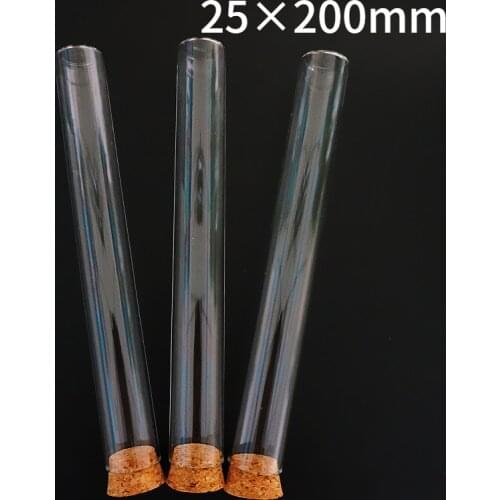 8pcs/lot 70ml 25x200mm Flat Bottom Tea Glass Test Tube Drosophila Vials Culture Tube With Cork Stoppers