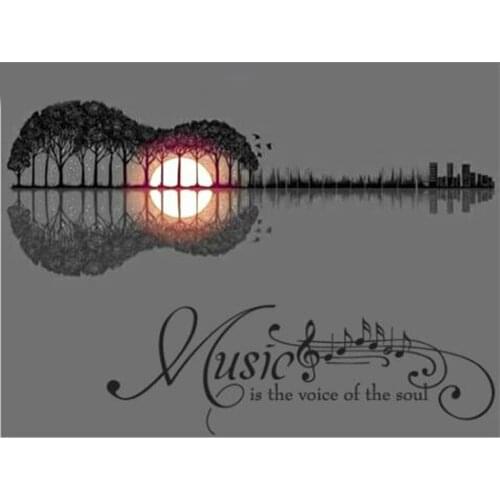 Music is the Voice of the Soul by Guitar DIY Diamond Painting Cross Stitch Diamond Embroidery Rhinestones Home Decor Gift G237