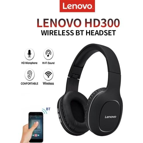 Lenovo HD300 Wireless Bluetooth Headphone Noise Reduction Headset Stereo HiFi Sound HD Microphone Subwoofer Sport Game Earphone