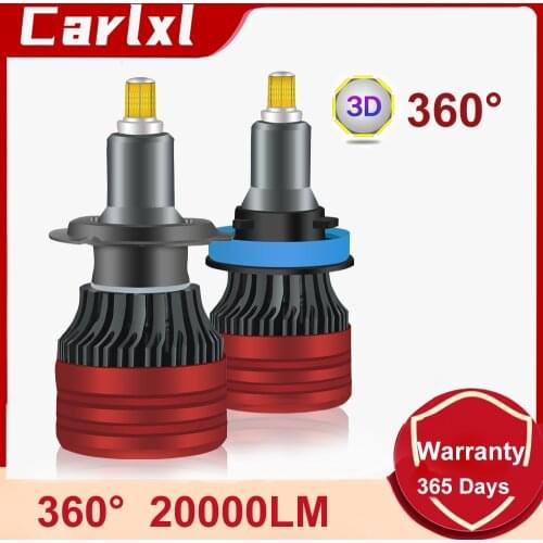 Carlxl H1 H7 LED 360 H4 20000LM HB3 HB4 9012 HIR2 Led H11 H8 9006 9005 Car Headlight Bulb Auto Fog Lighting Turbo Mini Lamp