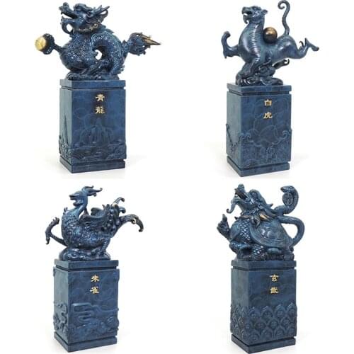 Pure copper Chinese dragon statue, brass four god animal modern art sculpture,Home decoration office business gifts crafts