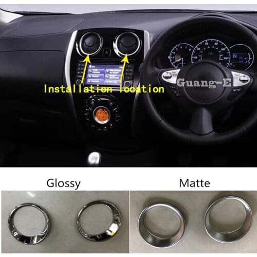 For Nissan NOTE 2017 2018 2019 2020 Car Garnish Cover Inner Trim ABS Chrome Matte Middle Air Conditioning Outlet Vent 2pcs