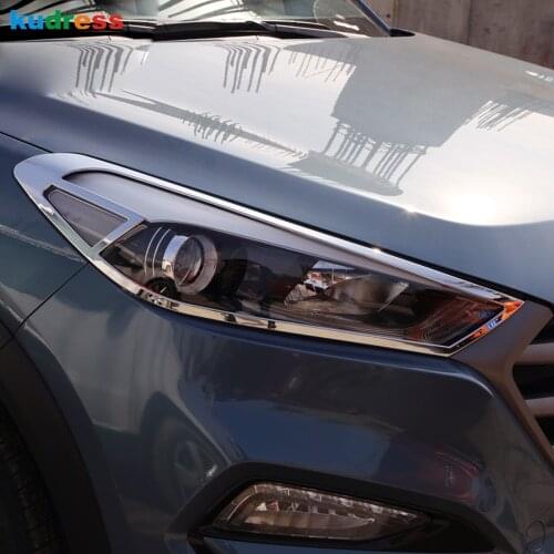 For Hyundai Tucson 2015 2016 2017 2018 Chrome Front Headlight Cover Trim Head Lamp Bezel Protector Frame Decoration Accessories
