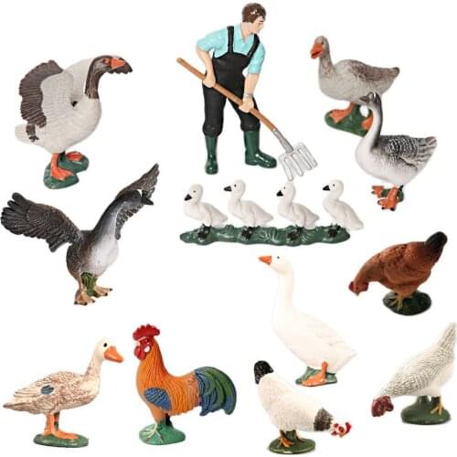 Hand painted Simulation Chicken Duck Goose Farm animal model Action Figures,figurines decoration accessories Pvc Crafts statue