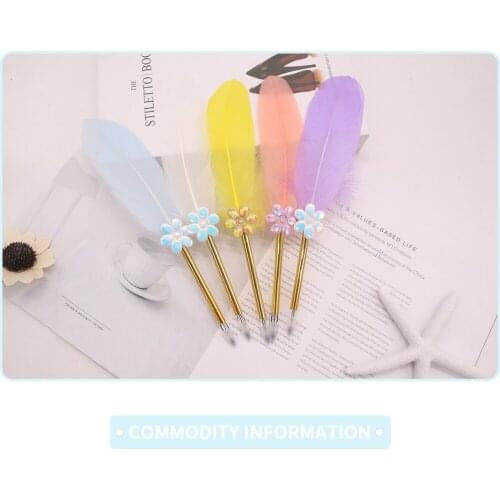 Hot Multi-Color Brush Feather Gel Pen Teachers Day Gift Metal Simple Quality Student Stationery Holiday Gift