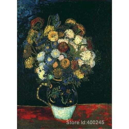 Online Art Gallery Vincent Van Gogh Handmade oil paintings Still Life Vase with Zinnias High quality