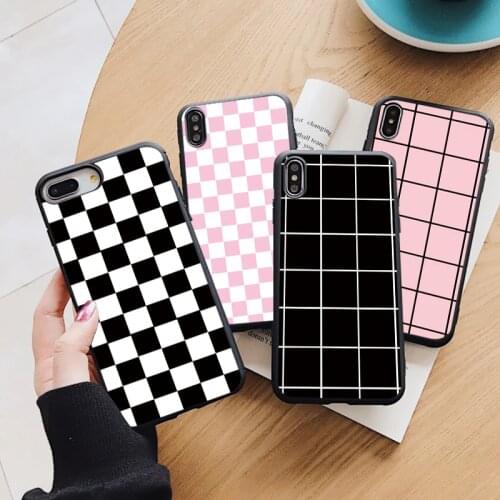 Plaid Checkerboard Cover For Huawei P Smart 2020 Y6 Y7 Y9 2019 S Z Mate 10 20 30 P30 P20 P10 P40 Lite E Pro Plus Silicone Fundas