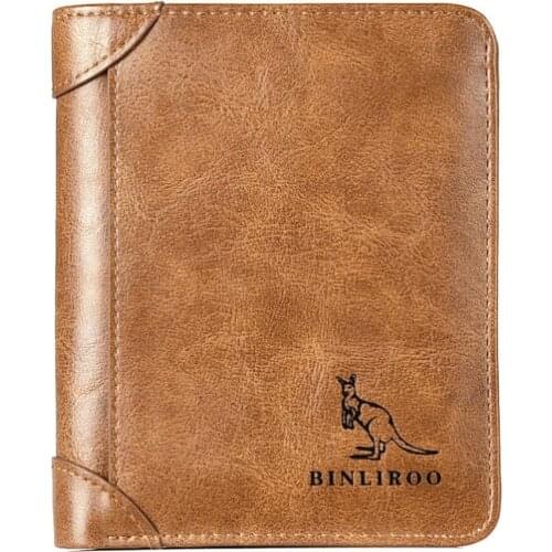 Mens Wallets Genuine Leather Wallet RFID Anti Theft Short Zipper Purses Wallet Man Women Card Holder ID Package Money Bag