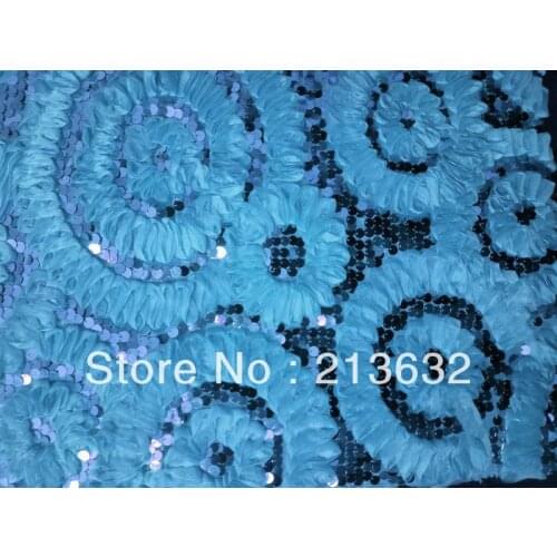 The club party lace fabric of Ring circle embroidery graceful flowers pattern lace the stereo flash sequin african lace fabric