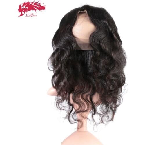 360 Lace Frontal Virgin Human Hair Brazilian Body Wave Pre Plucked Hairline Lace Frontal Ali Queen Hair 10 to 20 Natural Color
