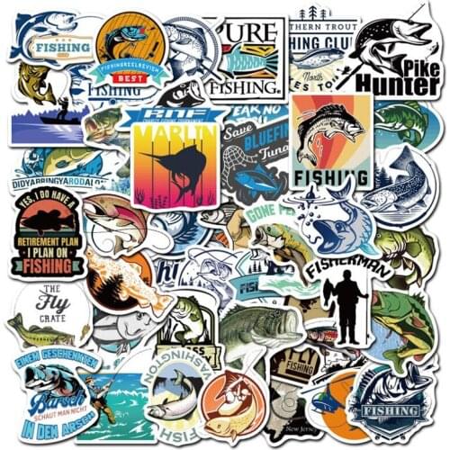 LL-088# Outdoor Fishing 50/pcs PVC Stickers Classic Creative Design collection Gift High quality Printing waterproof Sunscreen