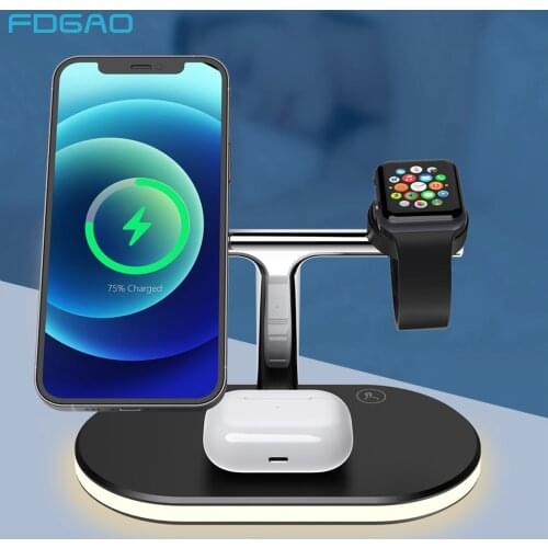 3 in 1 Magnetic Wireless Charger for iPhone 12 Pro Max Mini Airpods Apple Watch 20W Qi Fast Charging Dock Station Chargers Stand