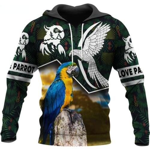 CLOOCL Men Hoodie Animal Macaw 3D Printed Love Parrot Hoodies Autumn Unisex Hooded Sweatshirt Hip Hop Streetwear Pullover