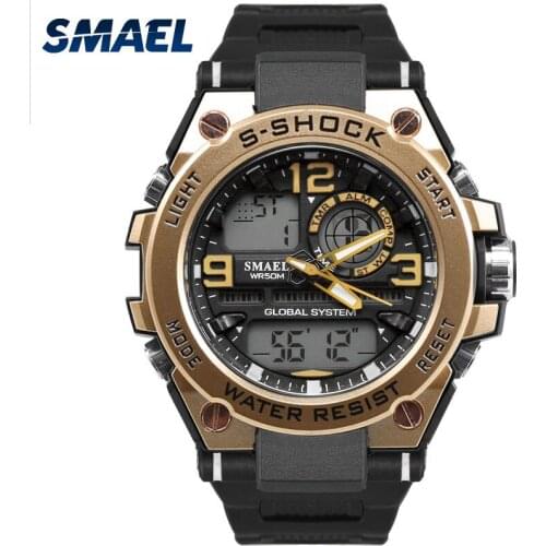 Smael Brand Outdoor Amy Sports Student Boy Luxuly Mens Wrist Watch Gold Digital Man Waterproof 50m Led Clock 1603 Sport Shock