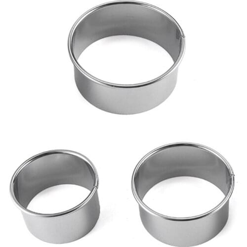 896A Stainless Steel Material Cookie Cutter Set 3 Pieces 2 Shape Pastry Dough Cutter Set Cake Baking Metal Dumpling Ring Mold