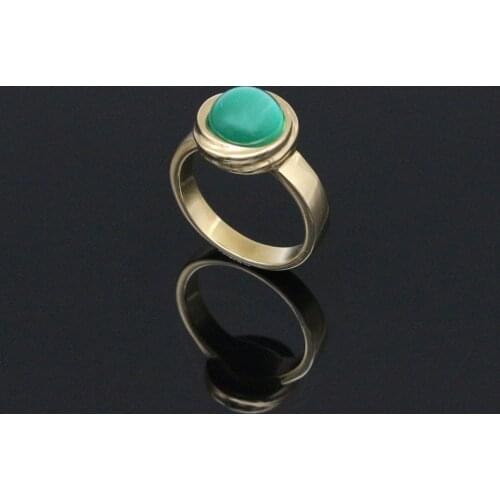 New Design Punk Green Stone Rings For Women Statement Stainless Steel Gold Color Green Glass Ring For Women Fashion Jewelry