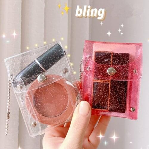 New Kawaii Bling Bling Glittery PVC Card Holder Lipstick Card Storage Bag School Stationery Accessories
