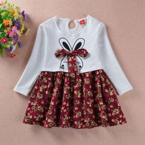 Girls dress long sleeve kids party dresses costume kids hello kitti disny princess costume korean Floral bunny princess dress