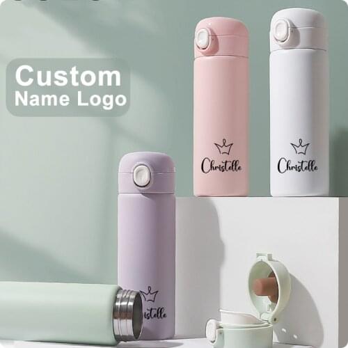 Custom Crown Name 380ML Thermos Travel Portable 304 Stainless Steel Bottle Leak For Girl Boy Gift Friend Cute High End Gift Cup