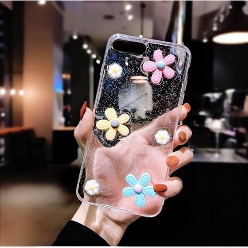 Glitter Flower Epoxy Transparent Case For Huawei P40 Lite P20 Mate 30 20 Pro Lite P30 Pro Y8S Y6P Y5 2019 Anti-Shock Cover