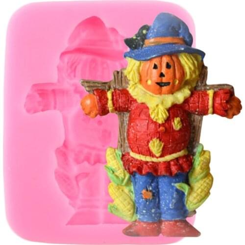 Scarecrow Silicone Molds DIY Halloween Fondant Cupcake Topper Mold Cake Decorating Tools Candy Polymer Clay Chocolate Moulds