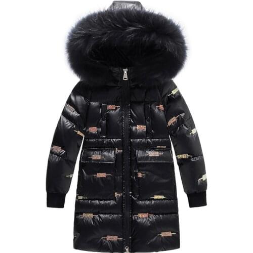Girls' down jacket 2021 mid-length thick winter clothing childrens large childrens clothing western-style baby winter jacket