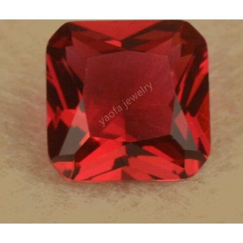 Sale 4x4~12x12mm 5A Dark Red Garnet Color Square Octangle Shape Princess Cut Glass Synthetic Gems Loose Glass Stone For Jewelry
