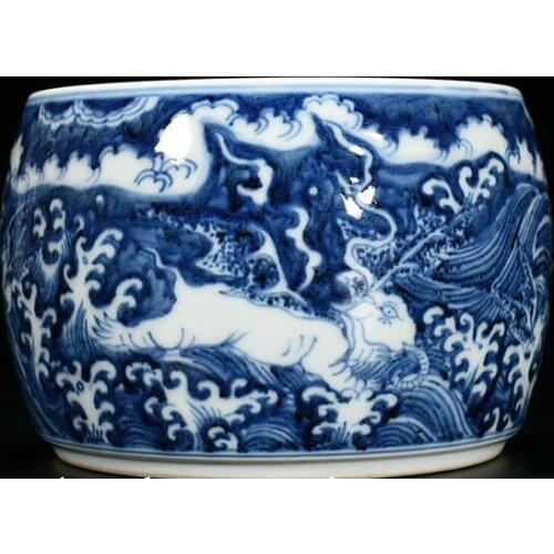 Rare China the Ming dynasty Blue and white Sea animal pattern Cricket jar