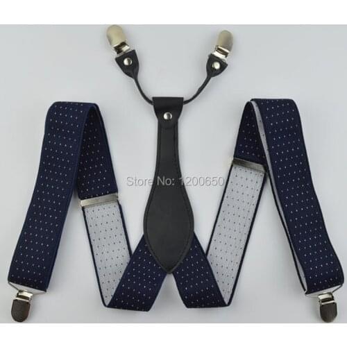 Mens /adult Adjustable elastic jacquard suspenders 4 clips trouser strap suspender dot striped for trousers for man 3.5 cm s14
