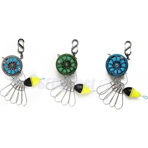 Stainless Steel Fishing Lock Buckle with Reel, Live Fish Locks Retractable Rope with Float Carabiner