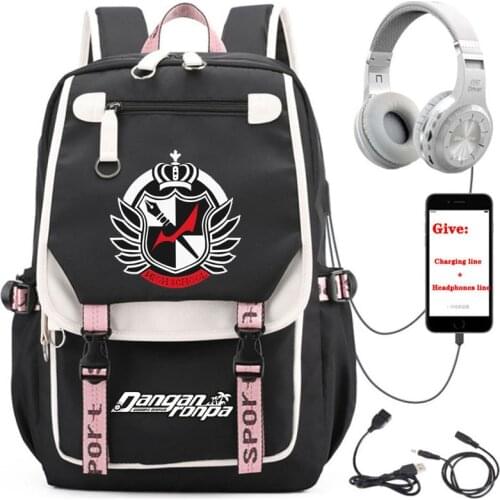 USB Charging teenagers Laptop packsack anime Danganronpa backpack student School book Bag Women men Travel Backpack