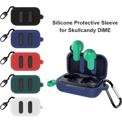 Silicone Case for Skullcandy Dime Shockproof Full Protective Cover with Carabiner Charging Case Accessories
