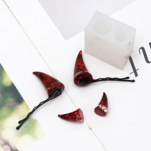 Cute Devil Horns Hair Clips Resin Molds Epoxy Resin Mould Jewelry Making Tools