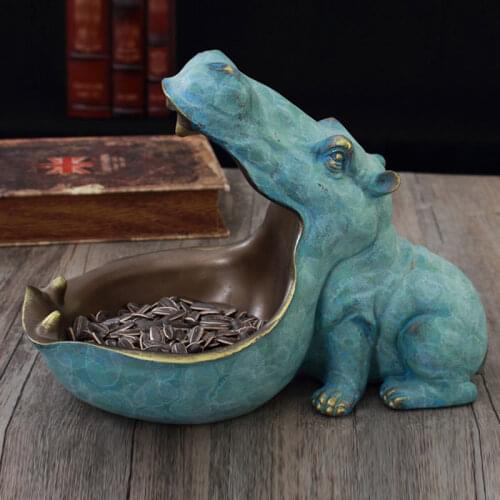 Newest Big Mouth Hippo Storage Figurine Key Bowl Resin Hippo Candy Dish Home Decor 22 x 30 x 16.5 cm