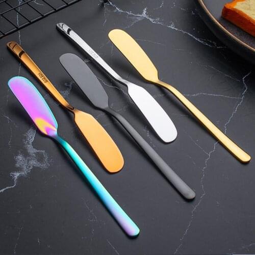 Dinner Knives Stainless Steel Titanium Plated Butter Knife Dessert Jam Cheese Spatula Decor Kitchen Toast Bread Knife Tableware